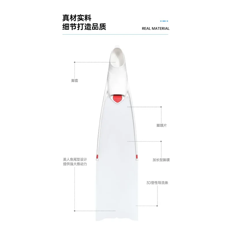 Snorkeling Free Diving High Transparent PP Diving Flippers Professional Free Diving Flippers Flexible TPR Lightweight