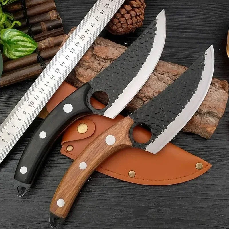 

5.5" Meat Cleaver Fishing Knife Handmade Forged Viking Chef Knife Stainless Steel Kitchen Butcher Boning Knife with Cover