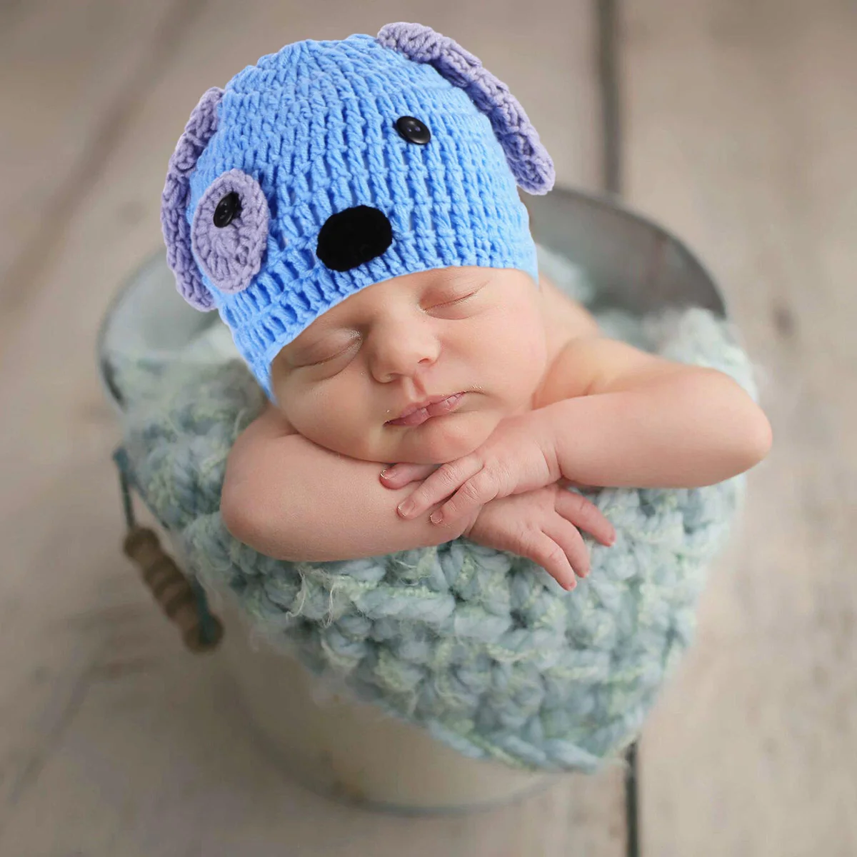 

3 Pcs Knitted Outfits Newborn Puppy Design Cotton Clothes Photography Props Handmade Hats Baby Knitted Hat Baby Clothes