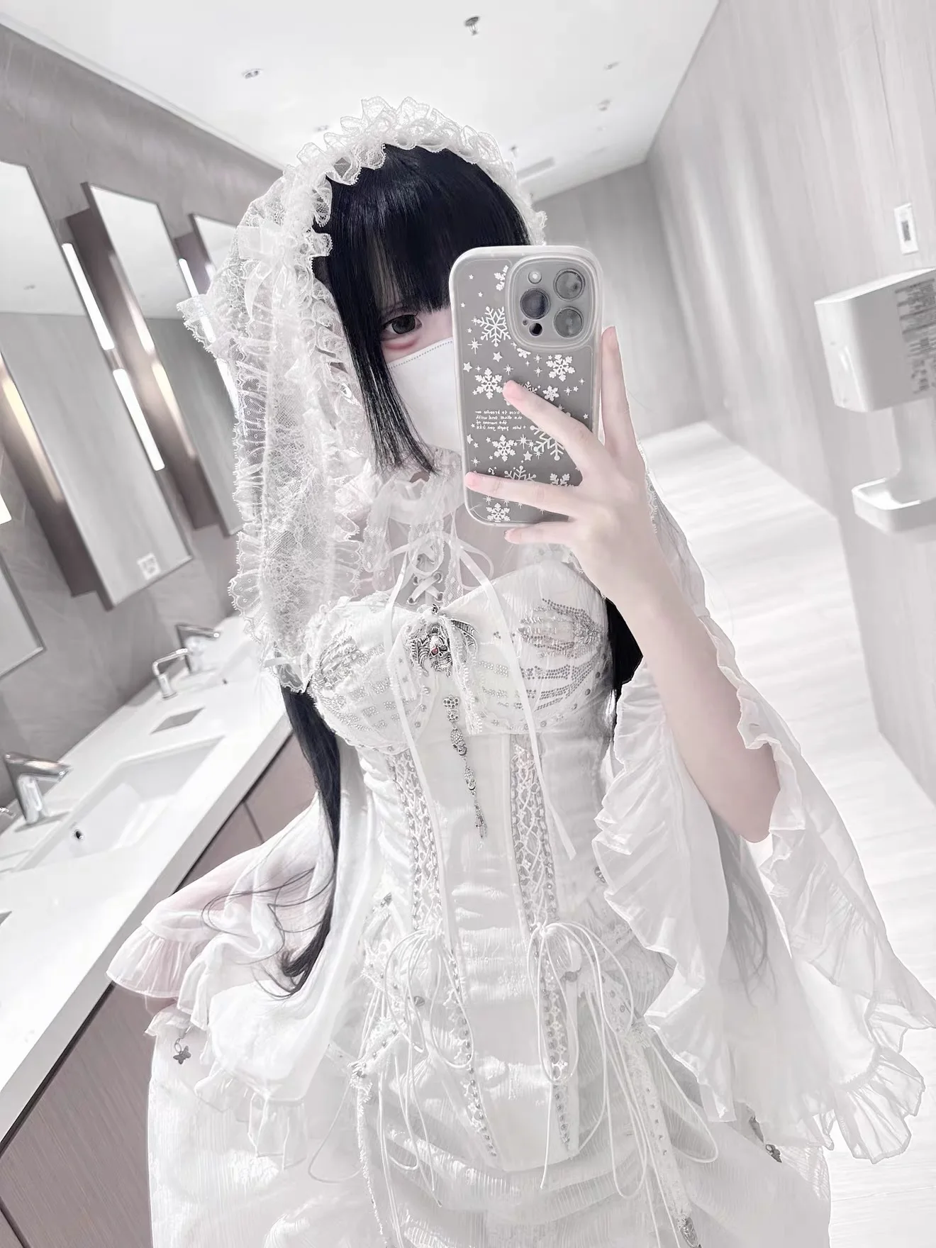 TDH Original White Gothic Fishbone Separate Body Dress with Belt Drawstring Bodice Train Long Skirt Affordable Wedding Dress