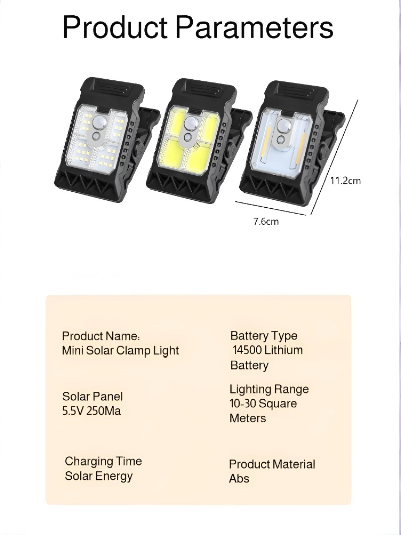 Solarbetriebene Clip-on-Leuchte, Außenhofleuchte, Haushaltszaunleuchte, Bewegungsmelderleuchte, Gartenbalkon mit hoher Helligkeit