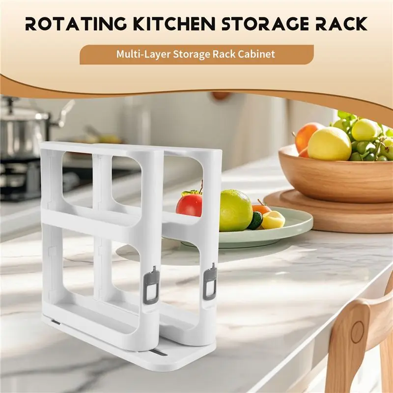 ABUN Kitchen Storage Rotating Rack, Multi-Layer Pull Out Spice Rack, Cabinet Organizer for Food Ingredients