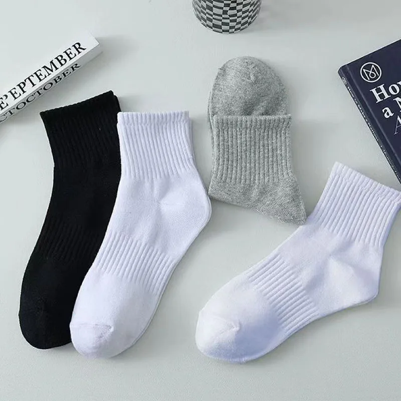 10/20/30 Paar neutrale, einfarbige, wadenlange, runde Socken für Frühling und Herbst, schweißabsorbierend, atmungsaktiv, Ganzjahres-Sportsocken – Detail 7