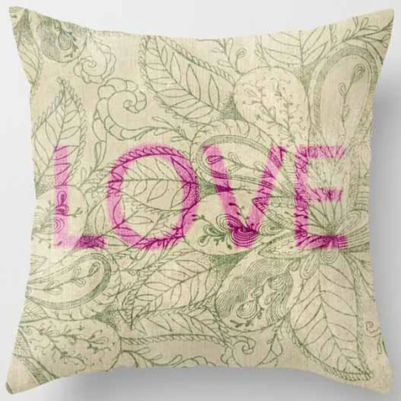 Love Letters Round Mandala Flowers Pattern Pillow Cases Short Velvet High Quality Square Thick Pillow Case Covers 45cmby45cm