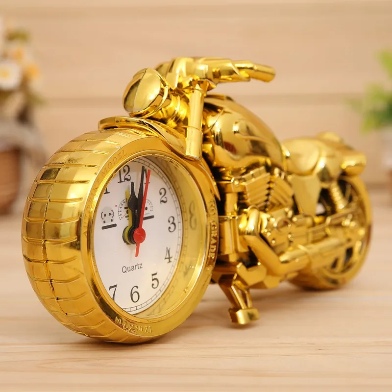 For Vintage Mini Motorcycle/Bicycle Model Alarm Clock Battery Powered Desk Shelf Clock Creative (Motorcycle Model)
