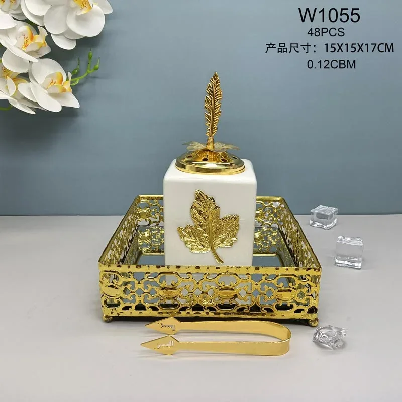 

-White ceramic incense burner Home Office Hotel Arabian Islamic incense burner set