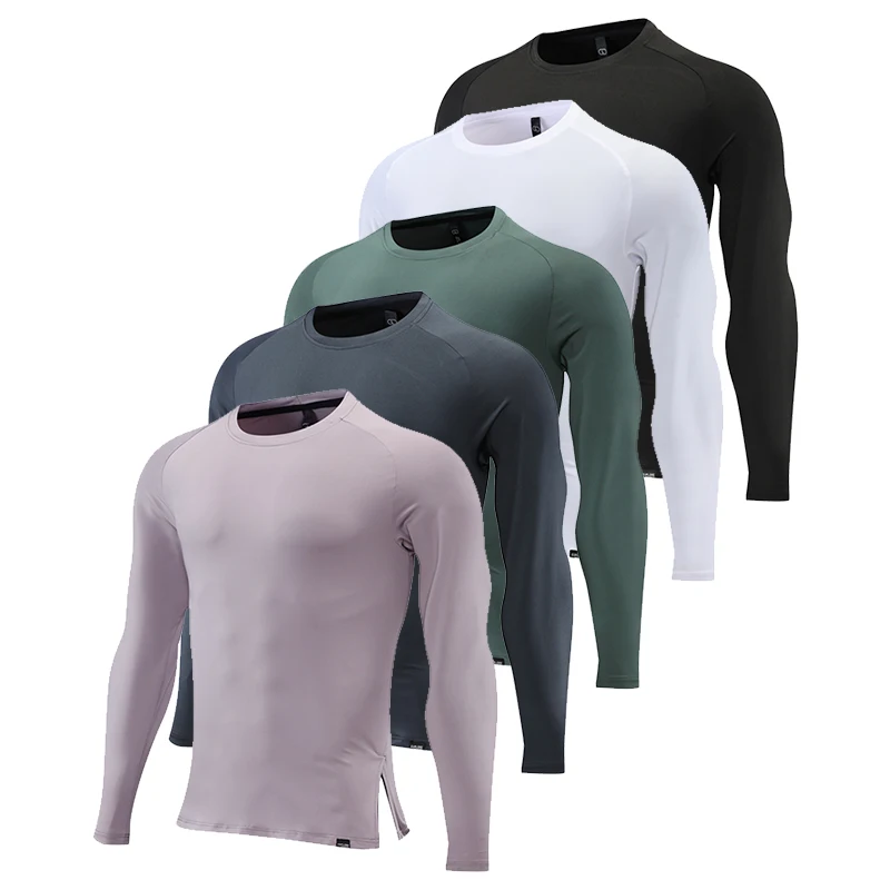 

Men Compression Running T-shirt Fitness Tight Long Sleeve Sport Shirts Training Jogging Tops Gym Sportswear Bottoming Shirt