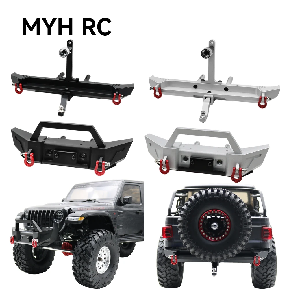 Metal Front Rear Bumper with LED lights For 1/10 RC Crawler Axial SCX10 iii AXI03006 Jeep Gladiator JLU Wrangler Upgrade Parts