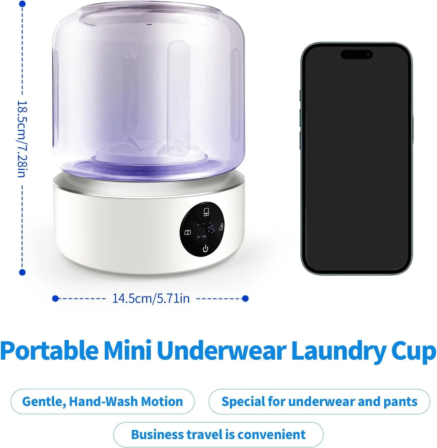 Portable Mini Washing Machine, Compact Spin-Dry & UV, Type-C, 4000mAh Battery, Purple