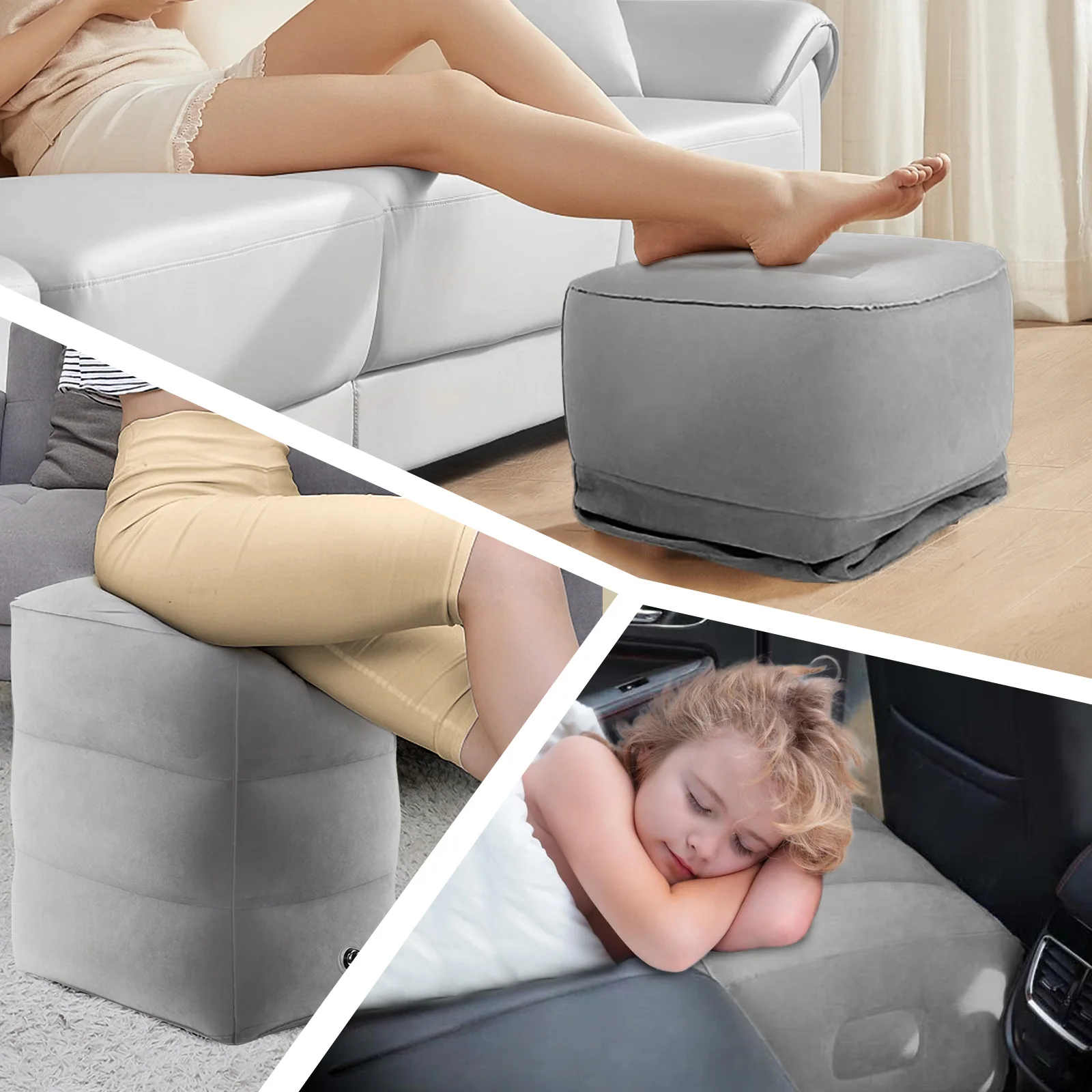 Flugzeug-Fußstütze Reise-Fußstützkissen Aufblasbare Reise-Fußstütze für Flugzeuge Höhenverstellbar 3-Schichtige Ergonomische Faltbare Ausführung – Detail 3
