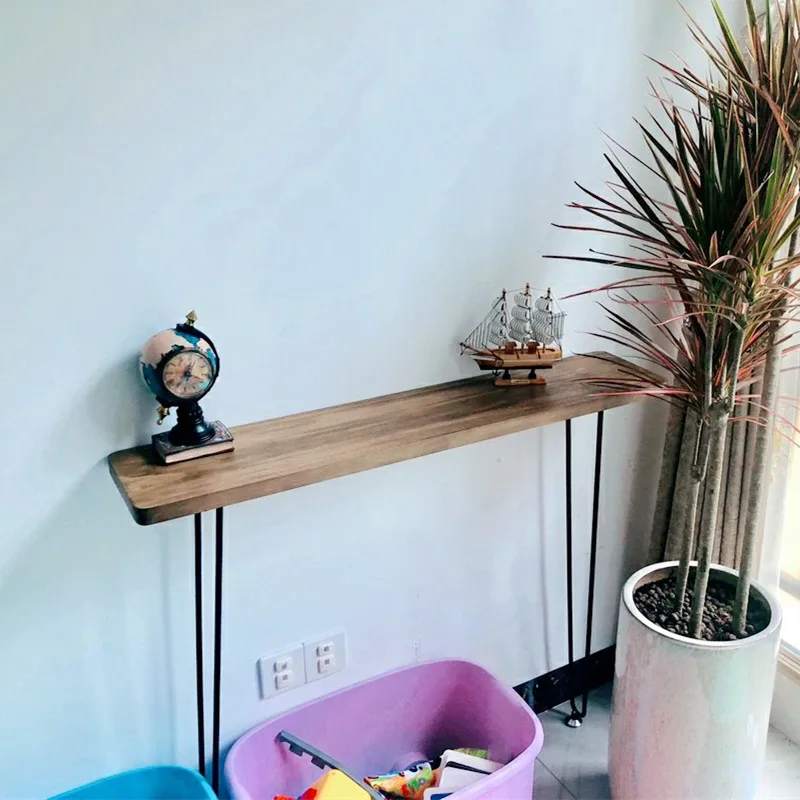 Modern Console Table, Solid Wood & Metal Entryway Hallway Sofa Table, Narrow Wall Shelf for Living Room, Home Decor Furniture