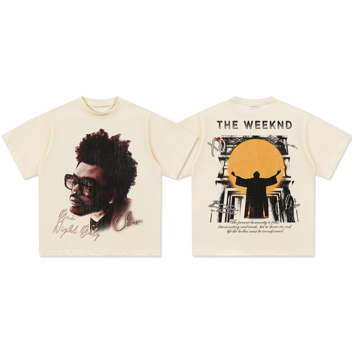 Hip Hop Rap The Weeknd Short Sleeve T-shirt Men and Women Summer Tide Brand Vintage Loose Cotton Half Sleeve Tee Tops Hot Sale