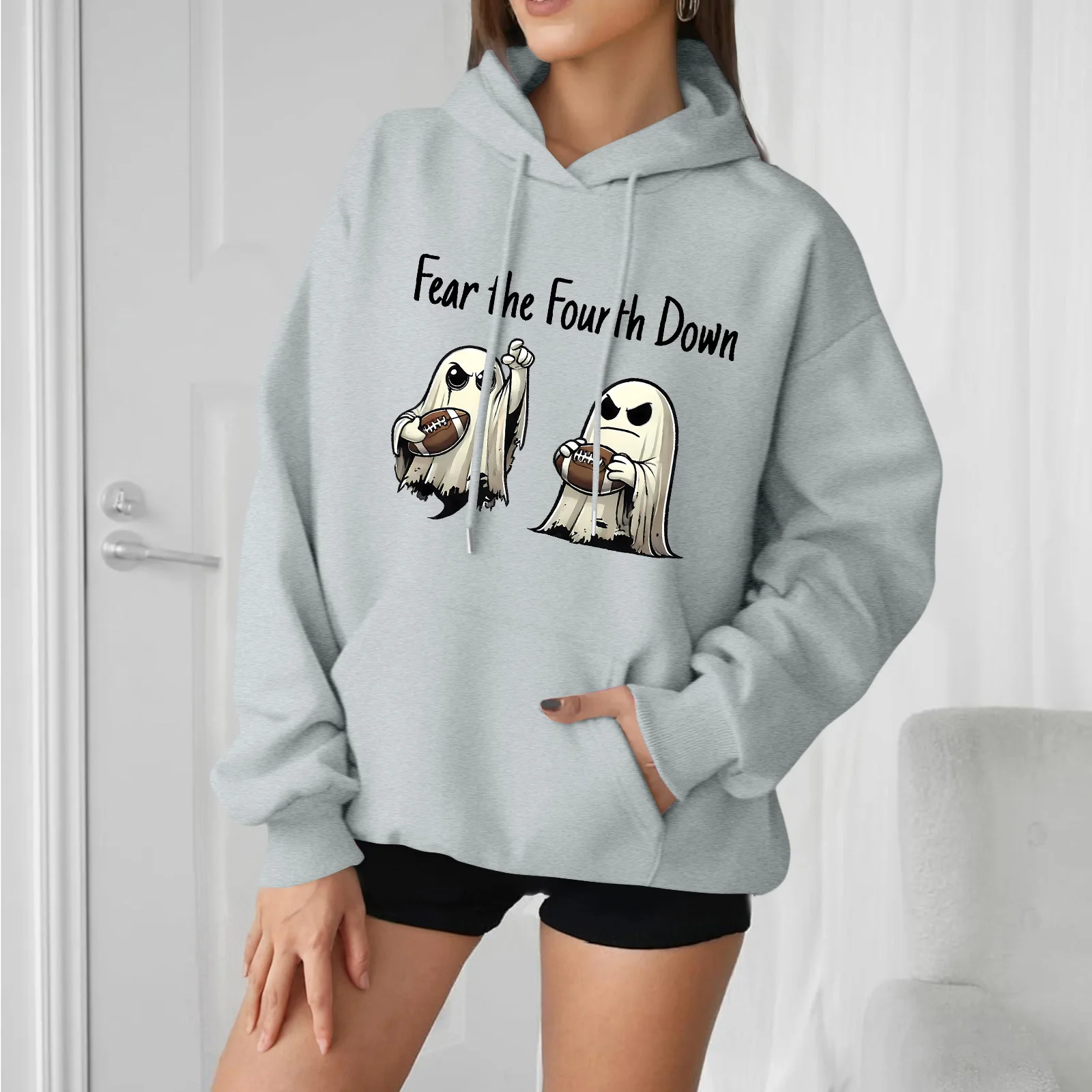 2025 femmes décontracté mode confortable col rond avec capuche à manches longues Halloween imprimé chaud sweat Sudaderas De Mujer