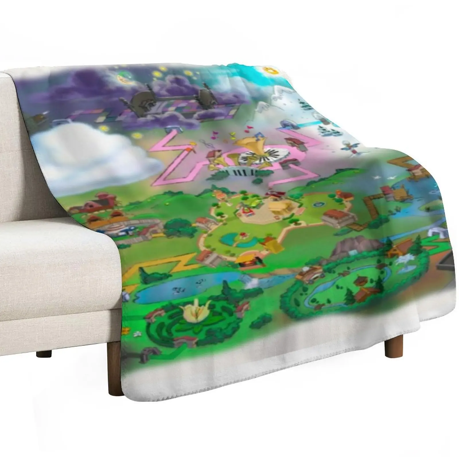 Toontown Map Throw Blanket Sofa Quilt Tourist Soft Plush Plaid Cute Plaid Soft Beds Thins Blankets
