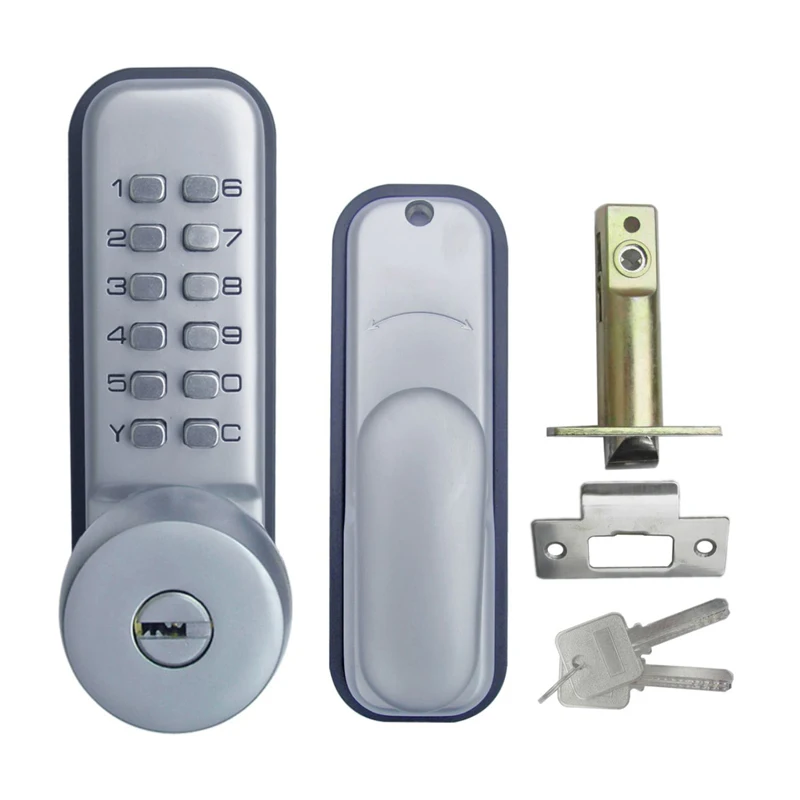 LACHCO  Mechanical Code Lock Digital Machinery Keypad Password Door Lock Stainless Steel Latch Zinc Alloy Silver L17009