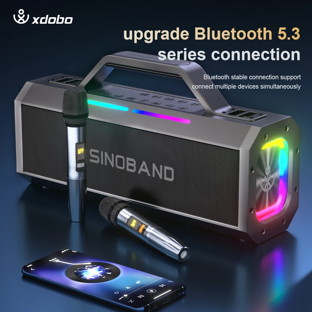 الأصلي XDOBO SINOBAND Alps مكبر صوت لجهاز الكاريوكي 150 واط بلوتوث صندوق الصوت RGB ضوء مع 2 هيئة التصنيع العسكري مقاوم للماء ستيريو باس مضخم الصوت