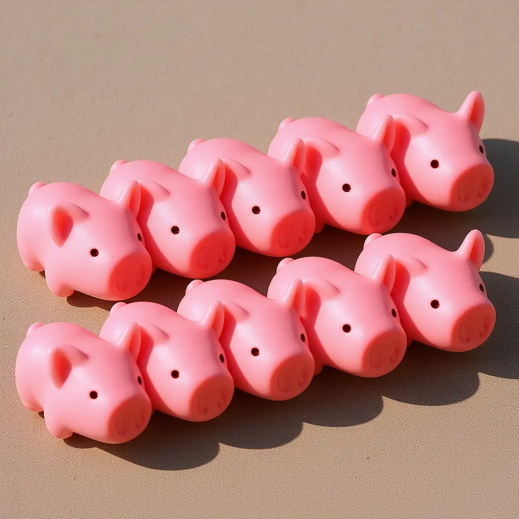 10Pcs Rubber Pig Bath Play Set Portable Lightweight Non Toxic Baby Bath Fun Squeak Sound Swim Play Rubber Pig Toy