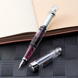 1pc piston Fountain Pen Transparent white EF/F Stationery Office School Supplies Writing INK Pens