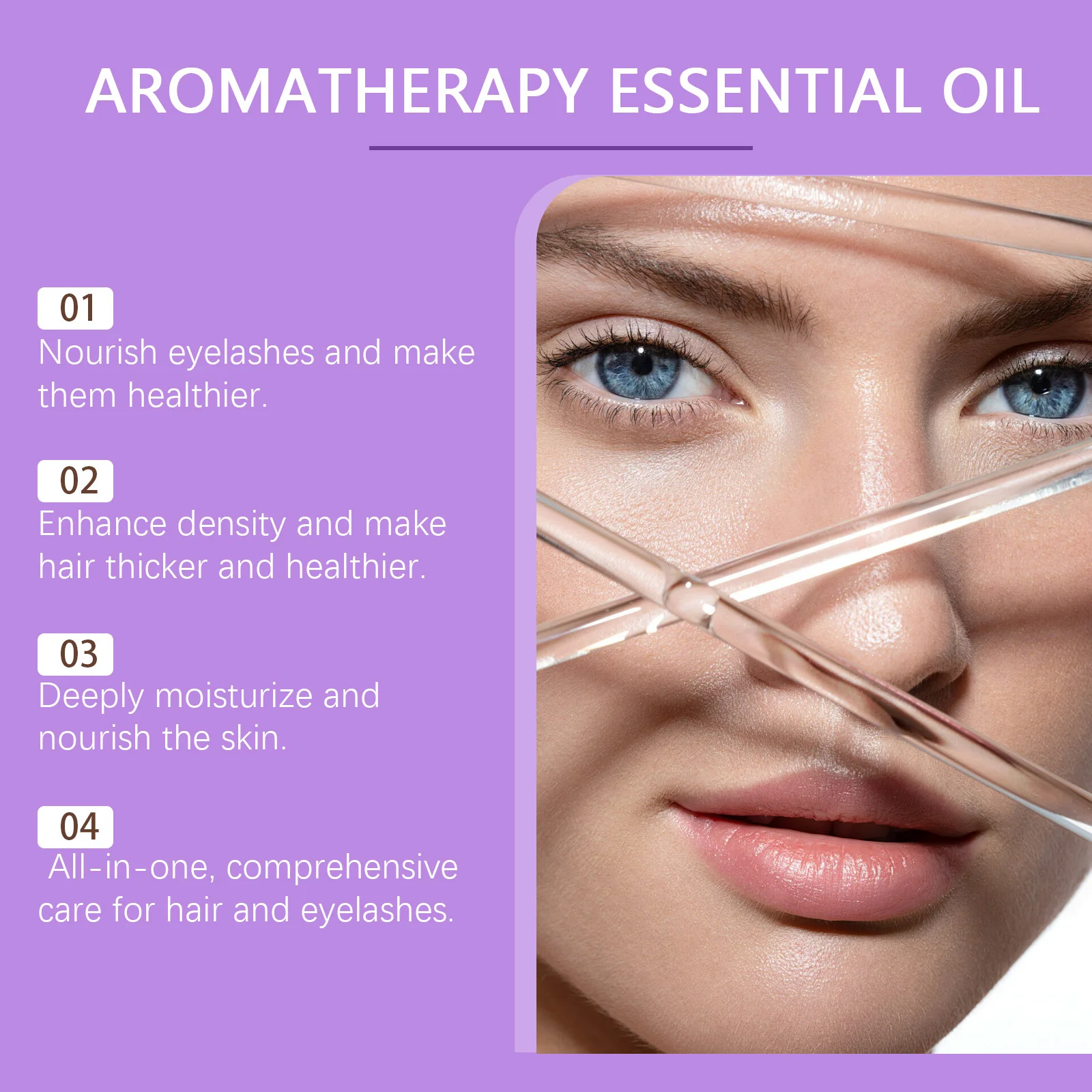 Lavendel Essentiële Olie Anti-kroezen Reparatie Beschadigd Haar Verbeteren Uitstraling Hydraterende Voedende Gezichtshuid Wimpergroei Serum