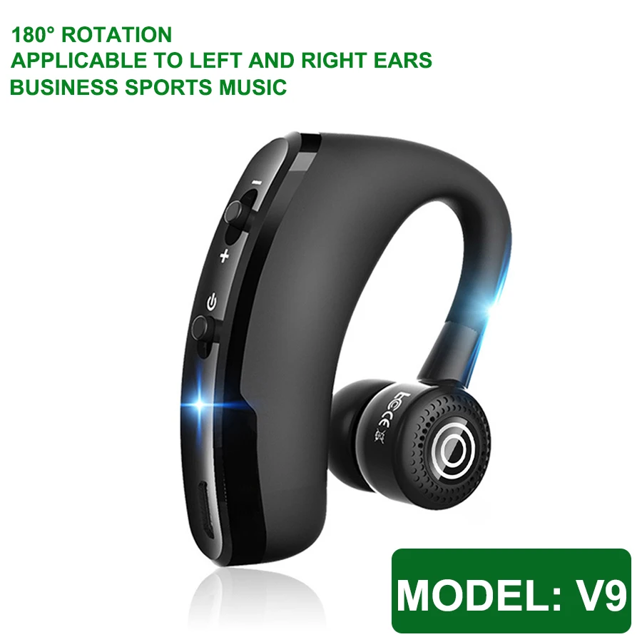 Nieuwe V8/V9 zakelijke Bluetooth-headset stereo HD draadloze hoofdtelefoon Auto handsfree oortelefoon met HD-microfoon voor iPhone Samsung Huawei