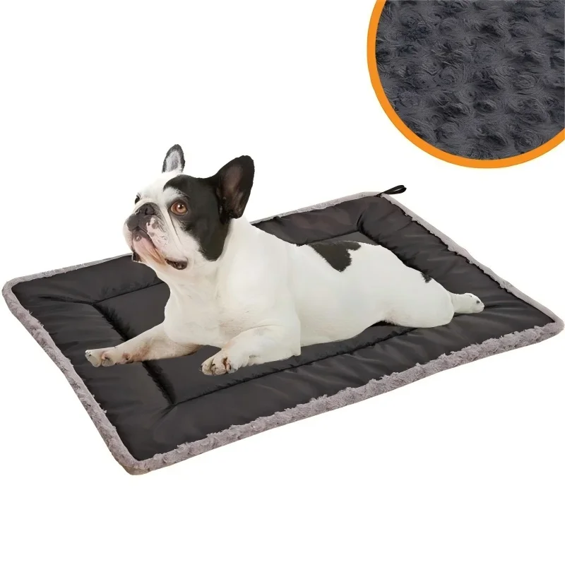 Washable Double Sided Pet Bed Dog Crate Pad Mat Plush Puppy Cats Pillows for Medium Dogs Soft Fluffy Dog Carpet, Suit For Winter