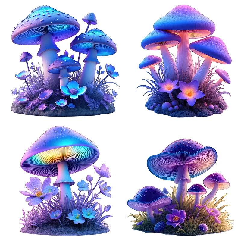 Three Ratels CG33 Cartoon Purple Mushroom Cute Wall Stickers for kid's Bedroom Decoration Computer Stickers