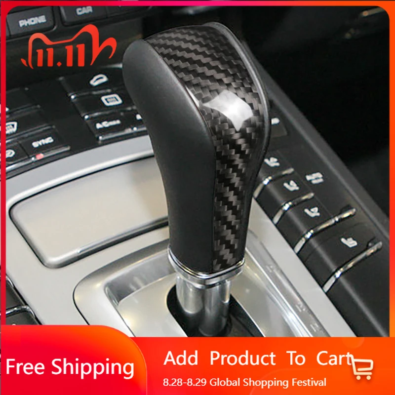 

Interior Stickers For Porsche Cayenne 2011 2012 2013 2014 2015 2016 2017 Real Carbon Fiber Gear Head Decorative Shell Shift Knob