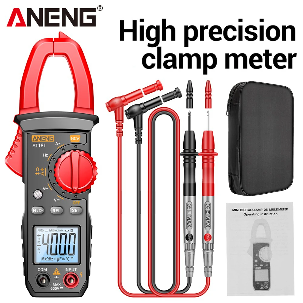 ANENG ST181 pince multimètre numérique tension cc/ca 4000 points multimètre ampèremètre de courant testeur amplificateur de voiture Hz capacité NCV Ohm Test