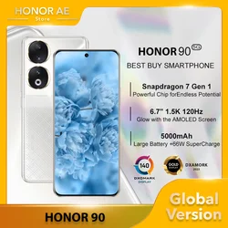 HONOR-cámara Ultra clara 90 5G 200MP, Snapdragon 7 Gen 1, batería de 5000mAh, supercargador de 66W, 6,7 pulgadas, 120Hz, AMOLED, versión Global