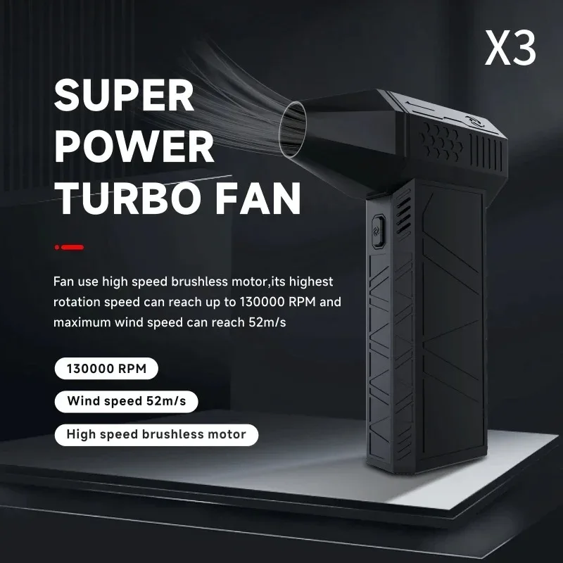 

Mini Turbo Jet Fan Electric Air Duster Wind Speed 52m/s with 3 Gear Adjustable 130000RPM Car Computer Cleaning Blower Tool