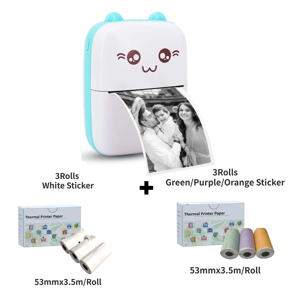 Mini Sticky Printer Mini Printer Sticky Maker Mini Thermal Sticker Printer for Note List for Children Women Gifts Kids Christmas