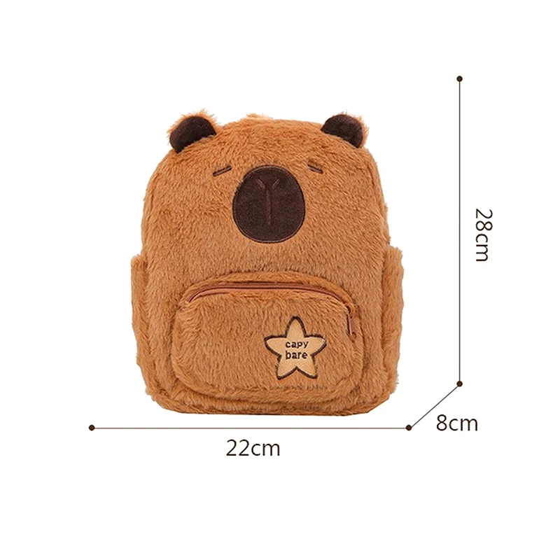 Capybara Plush กระเป๋าเป้สะพายหลัง Kawaii แฟชั่น Plushie ตุ๊กตาขนสัตว์กระเป๋าไหล่กระเป๋า Casual Capibala การ์ตูนกระเป๋าของขวัญเด็ก