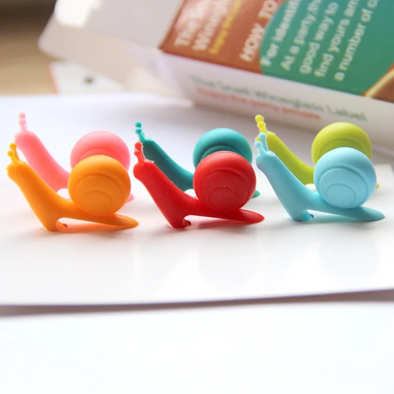 6/1Pcs Cup Decoration Tool Randome Color Cute Snail Shape Silicone Mug Hanging Tool Tea Bag Holder Cup Tea Clips