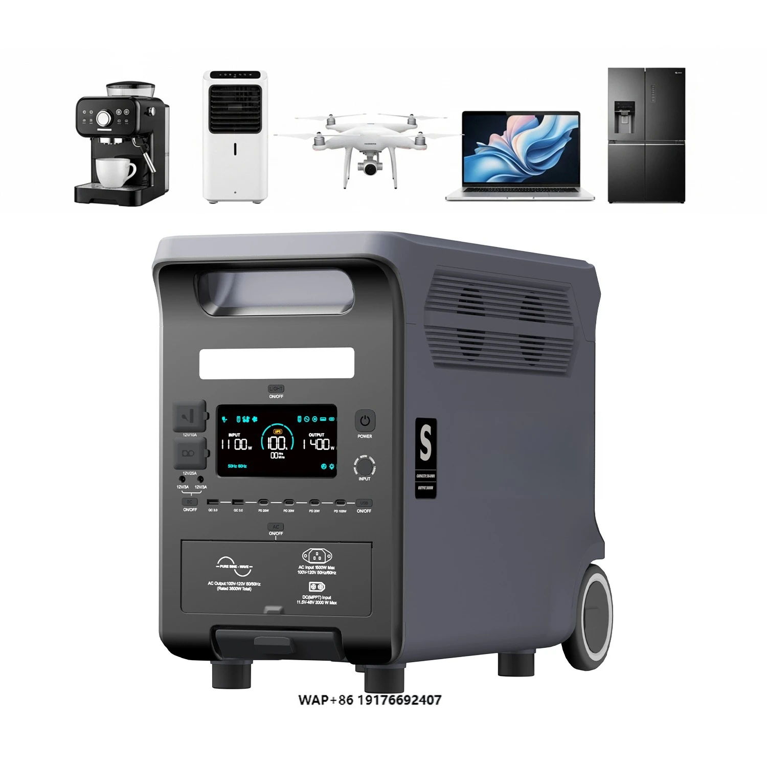 

Factory Wholesale Portable 2400W/2500W/3600W Hybrid Inverter Power Station 3840Wh Solar Generator UPS MPPT RV Port Car