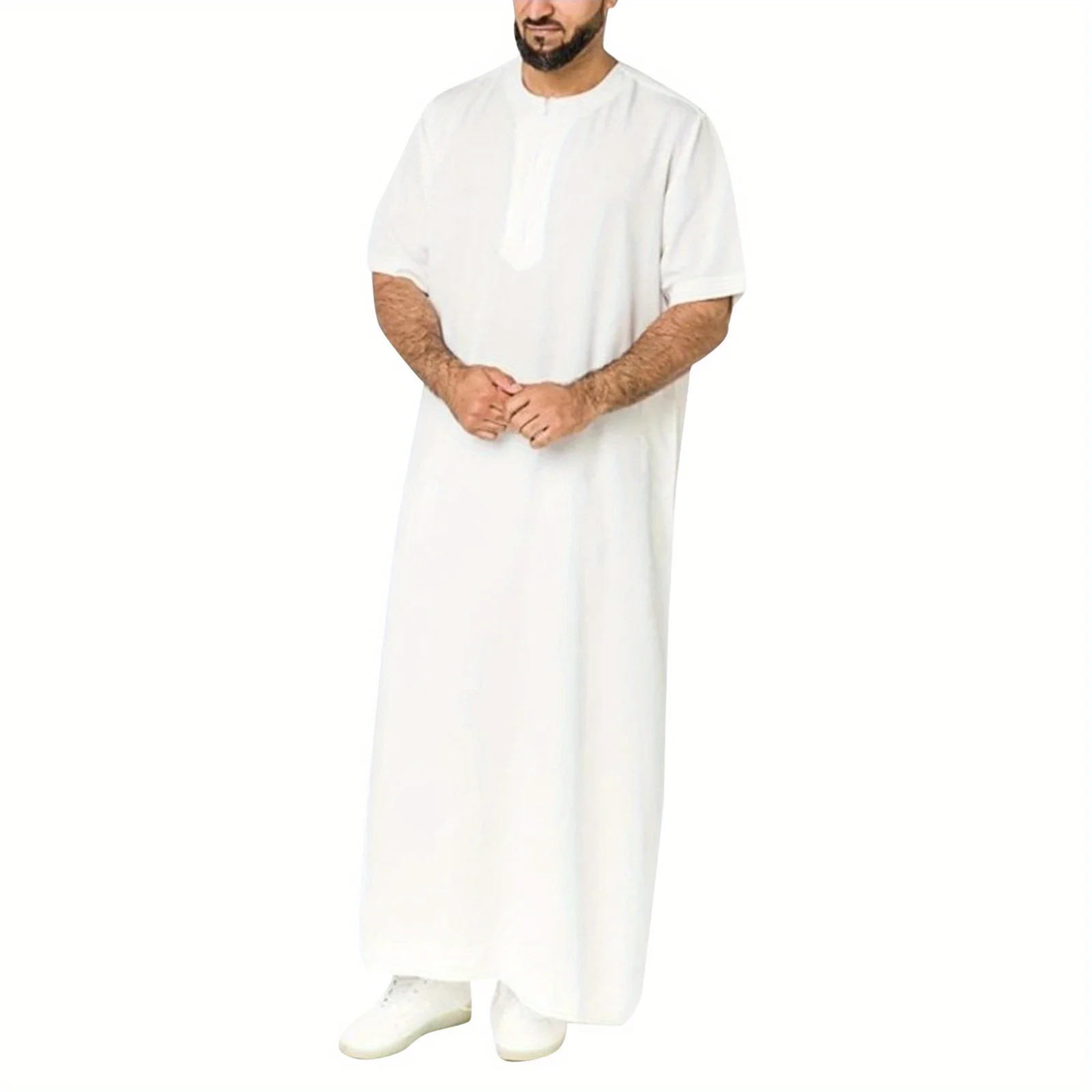Muzułmańska koszula męska z Bliskiego Wschodu i Malezji |   Muzułmańska szata Thobe z zamkiem błyskawicznym