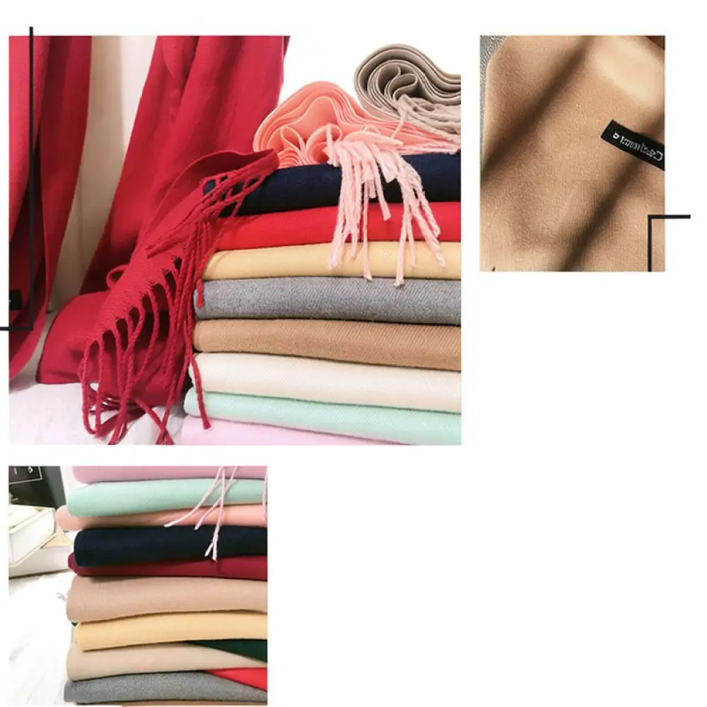 Warm Winter Scarf For Women Solid Color Korean Style Cashmere Shawl Soft Cozy Wrap Elegant Fashion Neck Scarf