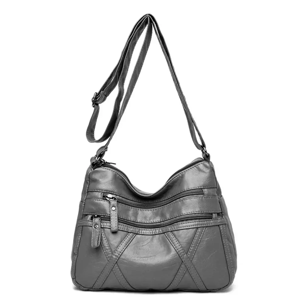 Bolso de hombro de cuero PU de mediana edad para mujer, bolso cruzado Retro suave, bolso de compras para mujer