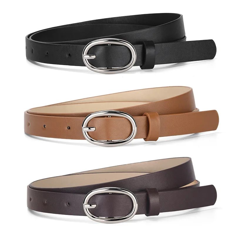 Korean-Style Oval Pin Buckle Women’s Leather Belt Simple Versatile and Universal High-End Decorative Belts for Dresses and Jeans