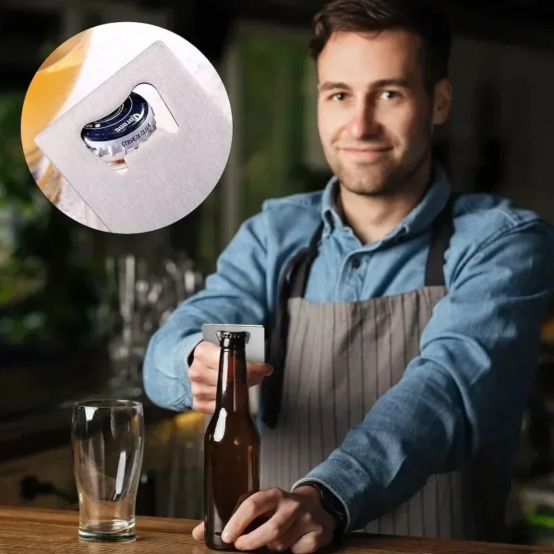 لتقوم بها بنفسك هدية لصالح الزفاف 1/10 قطعة فتاحة زجاجات البيرة المصنوعة من الفولاذ المقاوم للصدأ لجيب المحفظة يمكن نحتها لحانات المطاعم #6