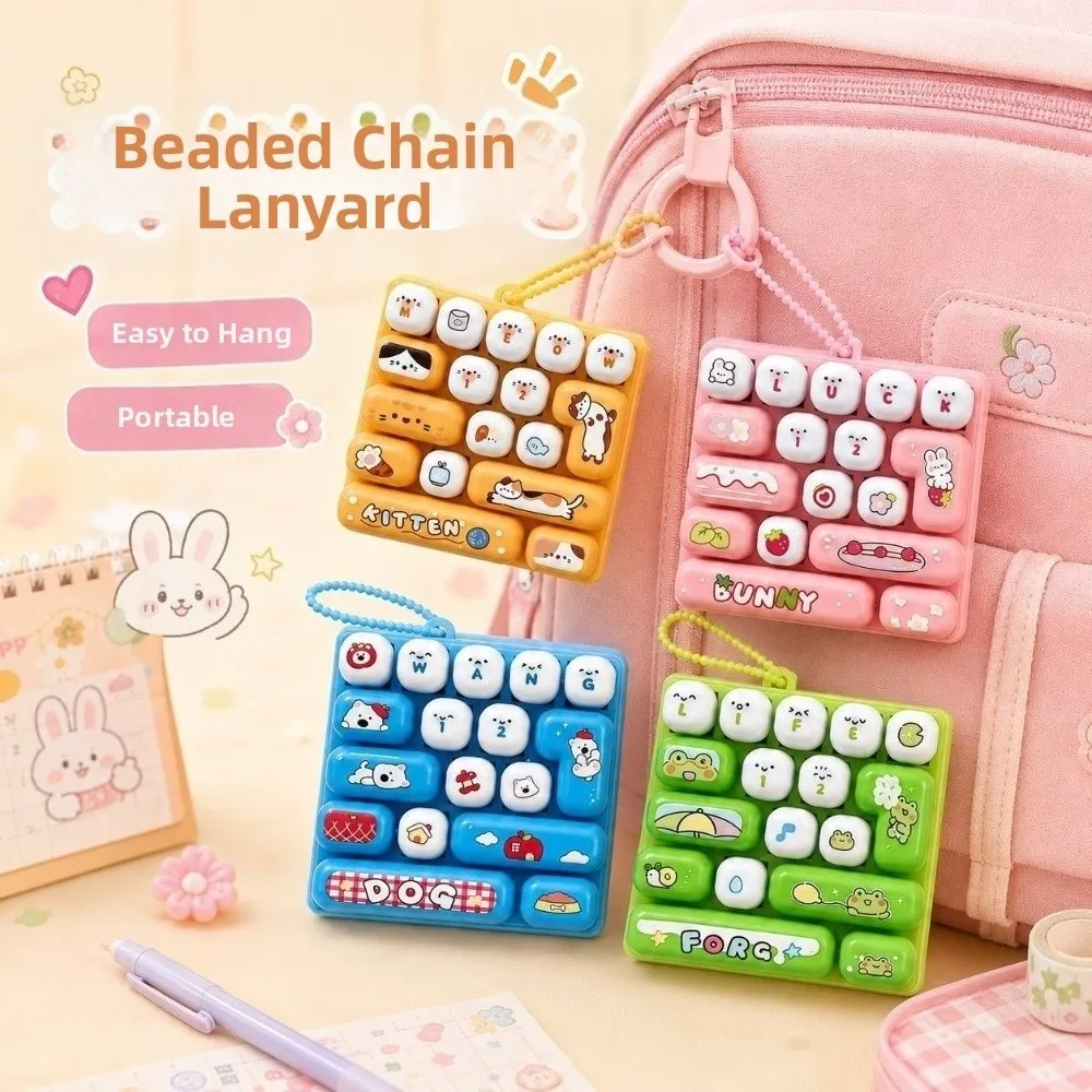 Cartoon 17 Keys Keyboard Keychain Pressable Keys Clicker Sound Keyboard Clicker Keychain Relaxed Portable Sensory Clicker