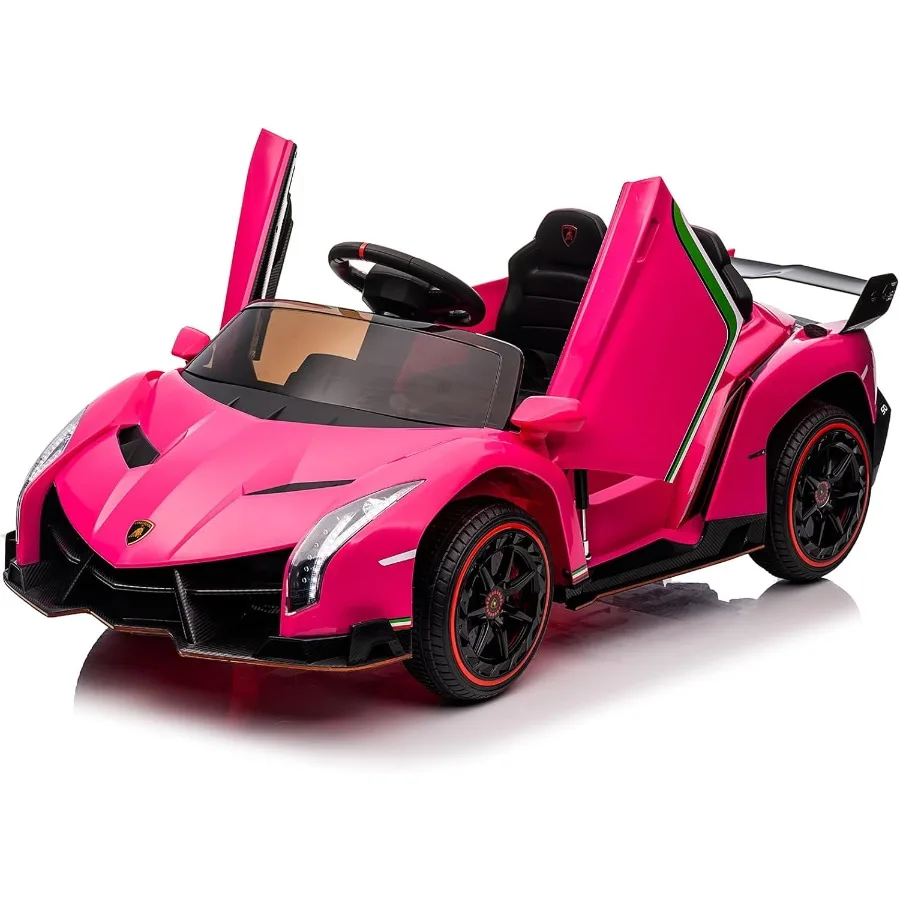 Carro de passeio de 12V, Lamborghini Veneno licenciado por veículo elétrico para crianças, brinquedo de carro alimentado por bateria com controle de pais, porta hidráulica