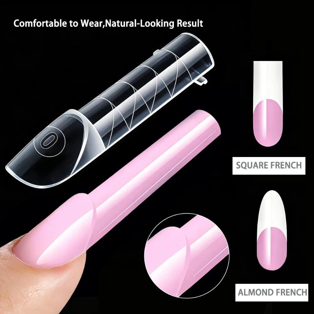 140pcs Ultra-thin French Nail Forms 14 Sizes Quick Extension Nail Dual Forms Perfect C-curve Transparent Acrylic Nail Art Mold