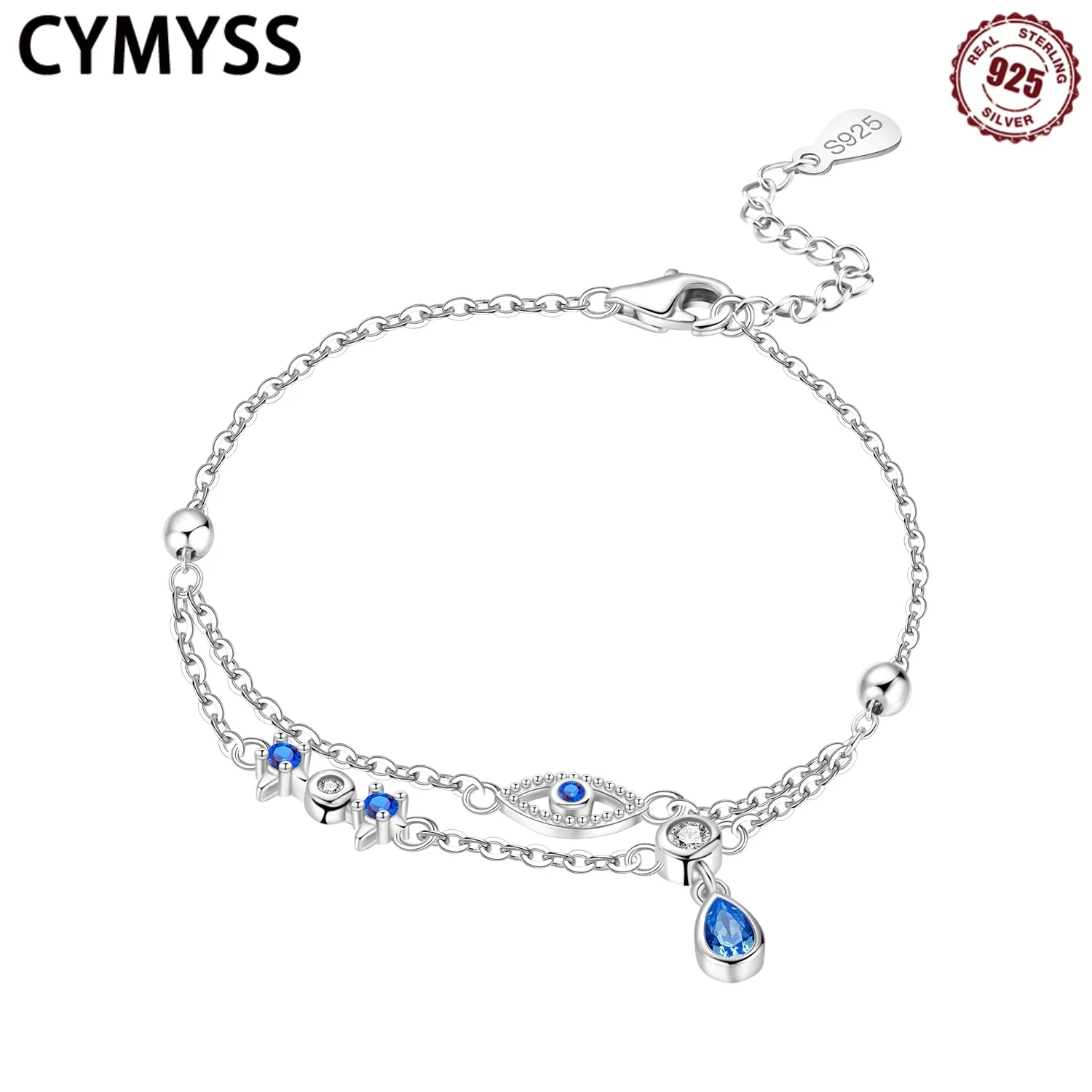 

CYMYSS 2025 S925 Sterling Silver Ring Hollow Devil's Eye Zircon Bracelet Fine Jewellery Birthday Gift Women's Bracelet