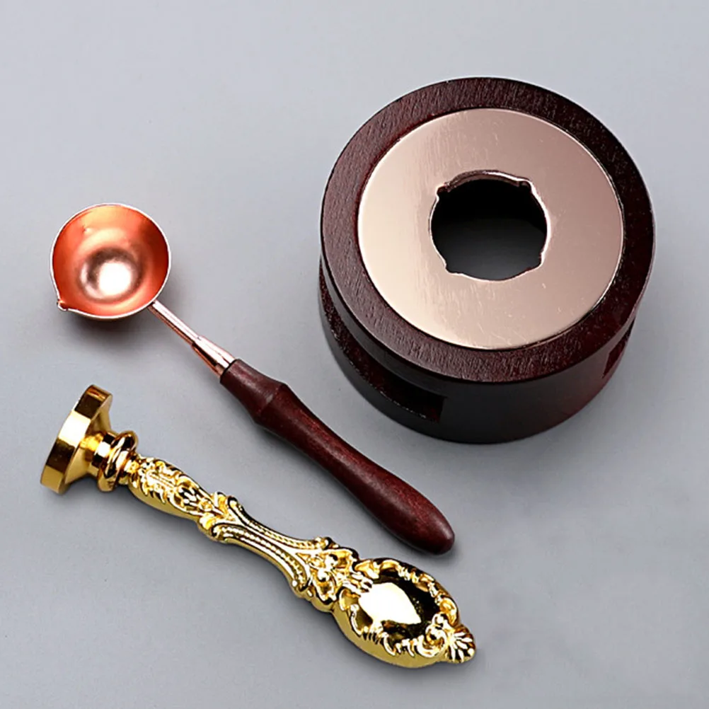 3Pcs Sealing Wax Spoon Set Stainless Steel Wooden Handle Metal Melting Tool for Wax Seal Embellishing Letters