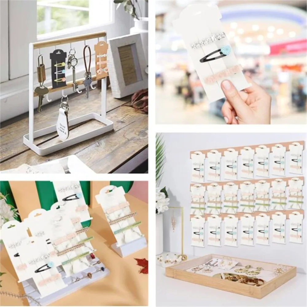 20pcs 16x8cm Hair Clip Display Cards Paper Cardboard Bow Holder For Jewelry Accessory Organizer Selling Small Business Packaging