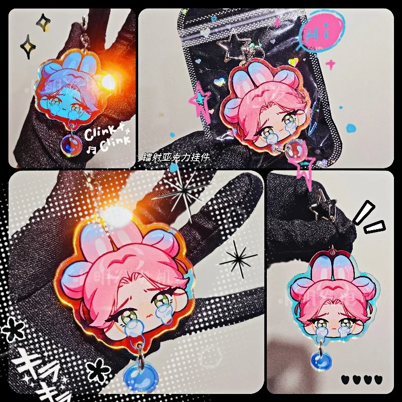 Anime Alien Stage Till Ivan Mizi Sua Cosplay Cartoon Laser Pendant Mascot Keychain Ornament Card Collection Ambitus Xmas Gift
