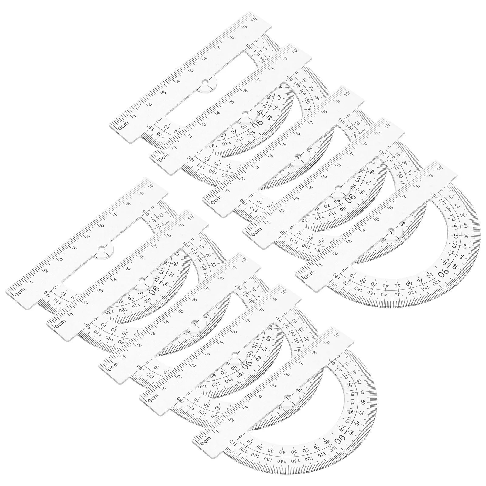 10Pcs Half Circle Plastic Protractors Lightweight Portable Measuring Tool for School Student Classroom Drafting