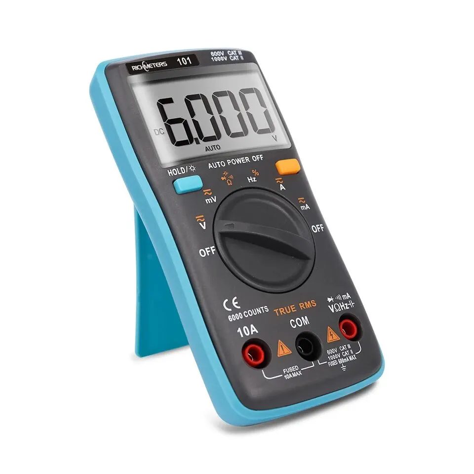 RM102 Digital Multimeter 6000 Counts Auto Ranging True RMS Data Hold Low Battery Alert Backlight Auto Power off