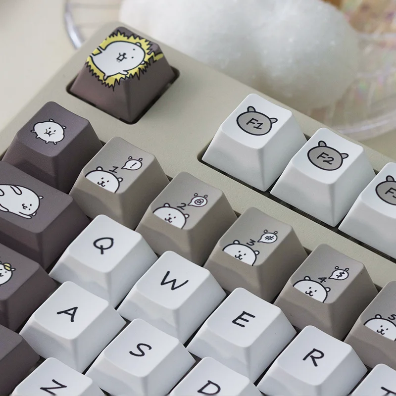 Kawaii Bear Pbt Keycap Heat Sublimation Supplement Compatible Full Set Fit 68/87/108key Replace Custom Mechanical Keyboard Suite
