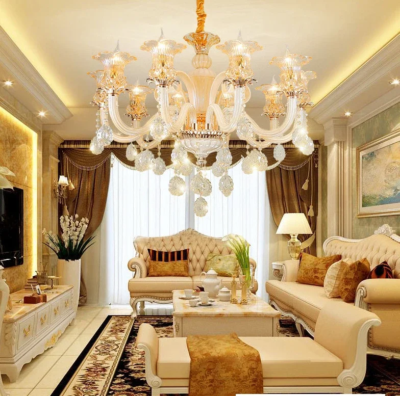 GHJUYIOL Living room crystal light, simple European atmosphere, bedroom light, dining room, European style chandelier, home, vil